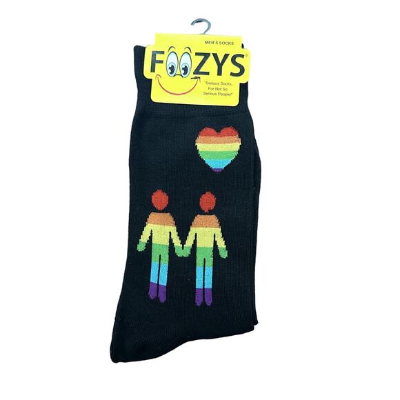 Pride Foozys Graphic Print Rainbow Heart Mens Socks One Size - Picture 1 of 2